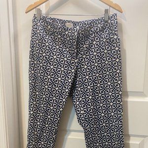 Navy and White print capri